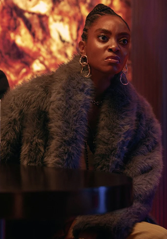 Anita Joy Uwajeh Fightland Cece Gray Fur Coat - Image 1
